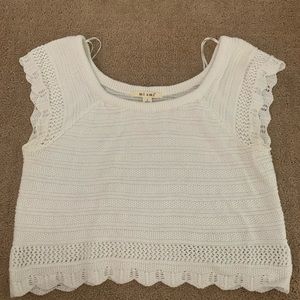 Francesca’s White Crochet Knit Top L